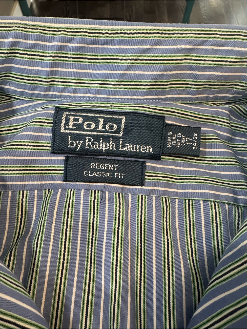 Polo Ralph Lauren‎ Striped Blue Green Yellow Long-Sleeve Dress Shirt  17 34/35 - Picture 2 of 4